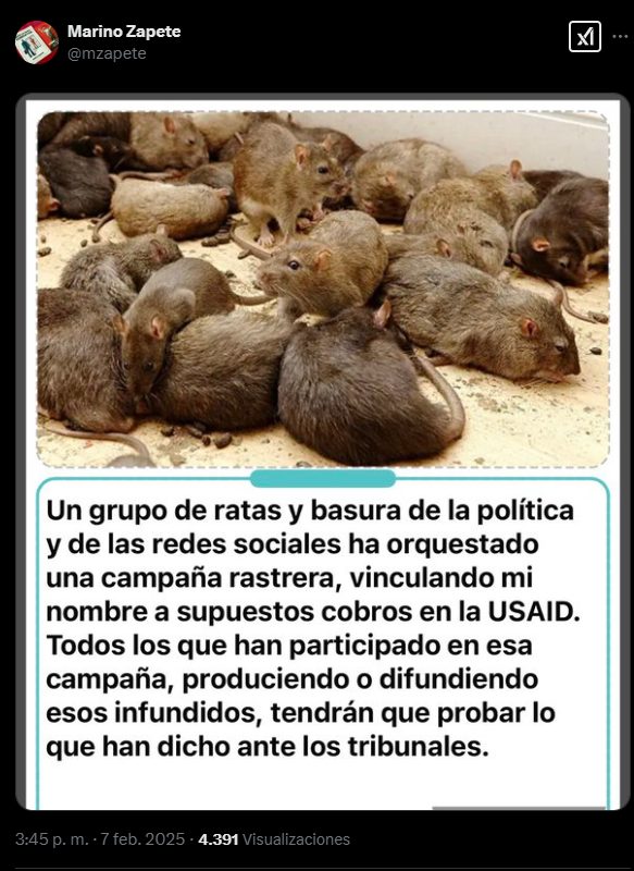 Mensaje publicado en Twitter 